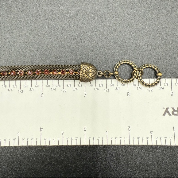 Vintage Romanesque Mesh Chain Bracelet with Sparkly Amber Rhinestones - Picture 16 of 16